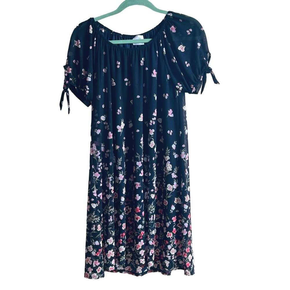 Siren Lily Dress Shift Floral Black Patterned On / Off Shoulder Lined Women Sz S